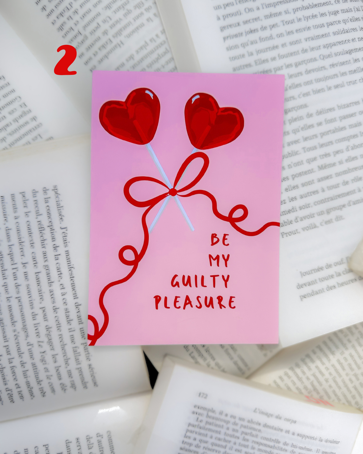Lot de 4 cartes illustrées ❤️ Romance & Book Lover - ROUGE