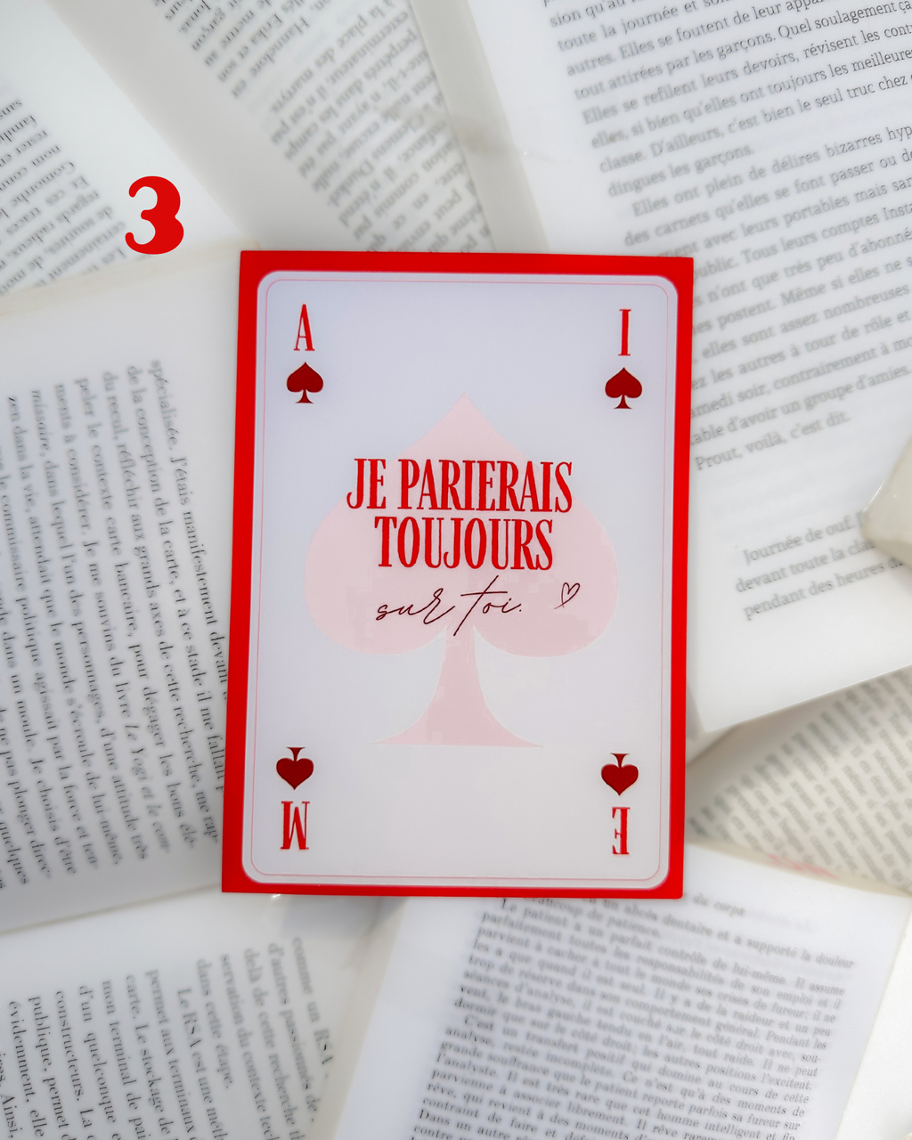 Lot de 4 cartes illustrées ❤️ Romance & Book Lover - ROUGE